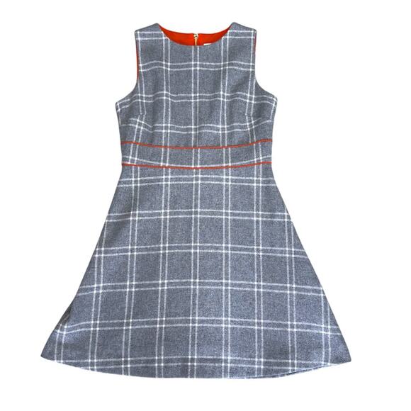 Sail to Sable Gray Orange Wool Plaid A-Line Mod Shift Dress Mod Size 4 - Picture 10 of 10